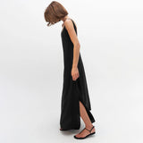 HiLoc Casual Loose White Long Dress Robe 2025 New Summer V Neck Dresses For Women Spring Sleeveless Straight Robes Nightgown