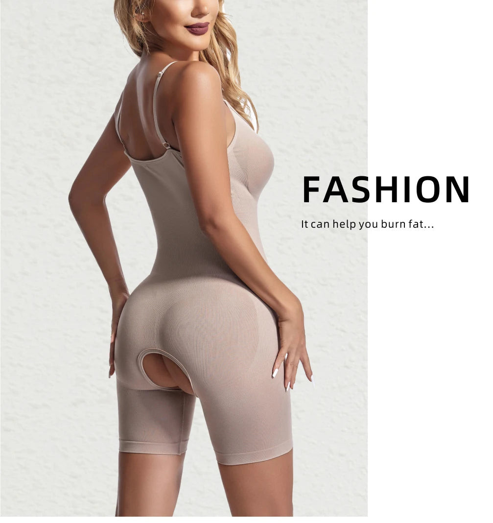 Women Seamless Bodysuit Compression Open Crotch Shapewear Push Up Belly Tightening Corset Slimming Butt Lifter Full Body Shaper