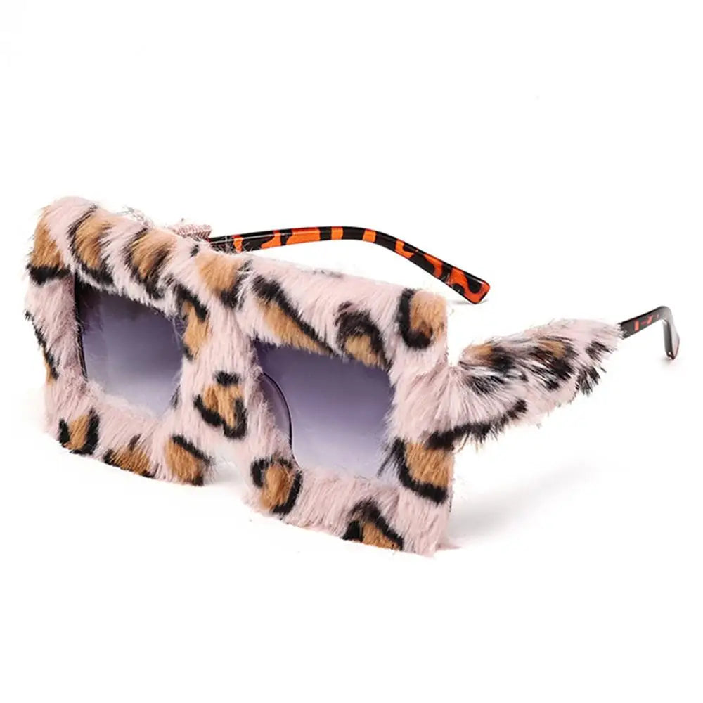 Y2K Oversized Plush Sunglasses Style Soft Fluffy Winter Shades Party Christmas Halloween Cosplay Novelty Glasses for Women