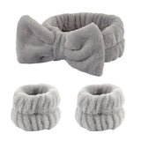 Women's Soft Coral Fleece Headband Wide Bow Hair Band Wristband for Skincare Face Washing Hair Accessories