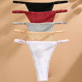 5PCS/Set Cotton Panties Sexy G-String Women's Underwear T-Back Lingerie Femme Underpants Briefs Adjustable Waist Thong Intimates