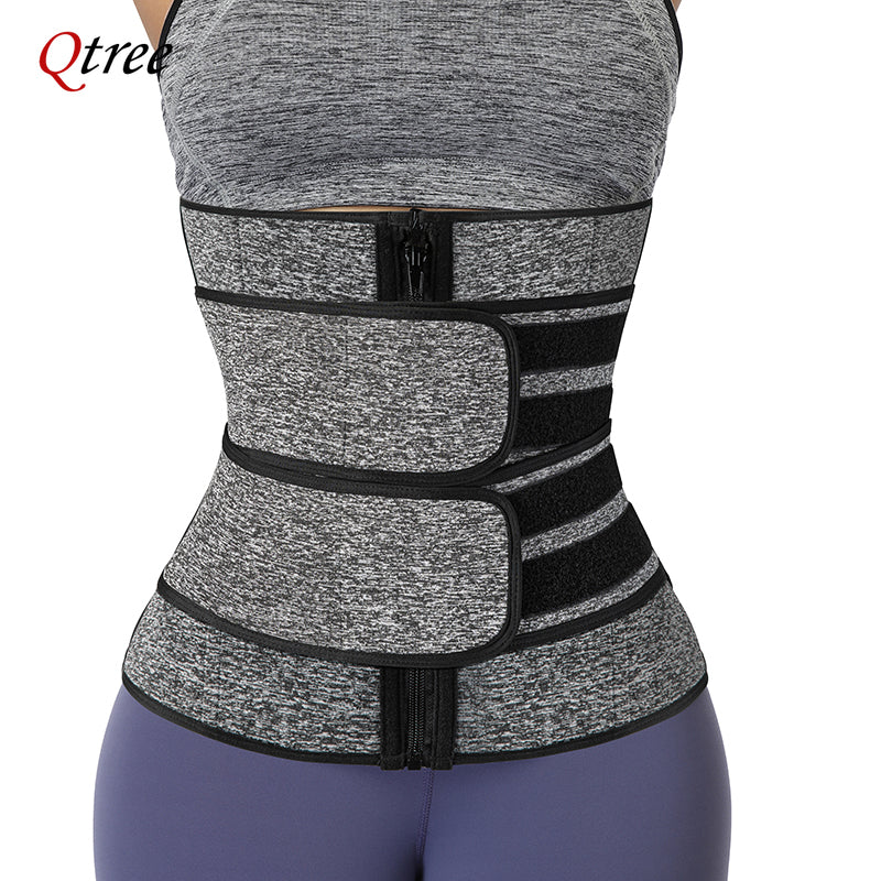 Qtree Waist Trainer Plus Size for Women Sports Girdle Corset Slimming Belly Body Shaper Sweat Trimmer Belt Slimmer Weight Loss