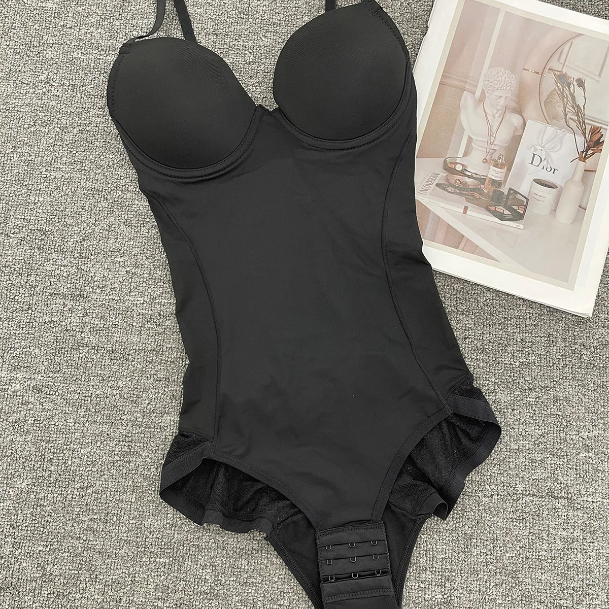 Women Seamless Lace Shapewear Bodysuit with Bra Postpartum Tummy Control Push Up Body Shaper