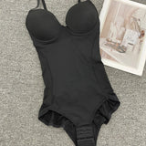 Women Seamless Lace Shapewear Bodysuit with Bra Postpartum Tummy Control Push Up Body Shaper