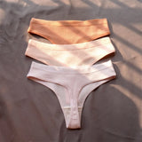 3 Pcs Seamless Ladies Ribbed Cotton Thong Simple Women's Low Waist Bikini Briefs Sports Girls Underwear Plus Size