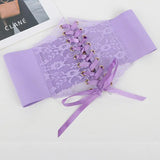 Fashion Women Waist Corset Flower Embroidery Elastic Waistband Black White Red Pink Wide Lace Slimming Body Belts Cummerbunds