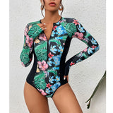 2026 Surfing Sport Swimsuit Long Sleeves Women One Piece Swimsuit  Swimwear Solid Monokini Bathing Suit Tropical Bodysuit Female