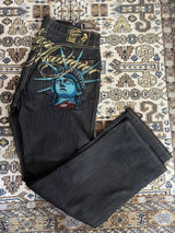 Baggy Wide Leg Y2K 2000s Loose Jeans Embroidered Buddha Casual Denim Pants Harajuku High Waist Straight Jeans Y2k Women Clothing
