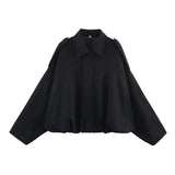 Women's Bomber Jackets Coats Fashion Turn-down Collar Long Sleeve Loose Coats Vintage Female Outerwear Chic Tops