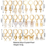 Heart Pearl Dangle Earrings Set Metal Gold Color Butterfly Locks Earrings for Women Shell Trendy Jewelry Hoop Earrings 2024