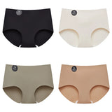 Falllsweet 4Pcs/Set Seamless Silk Briefs For Women Mulberry Silk Panties Comfortable Underpants Soft Lightweight Underwear M-2XL