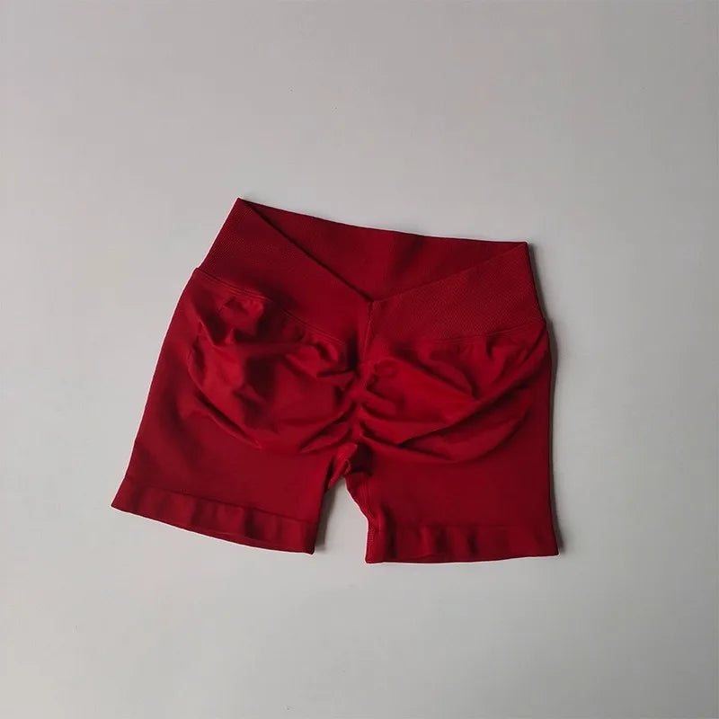 Women's High-Waist Yoga Sports Shorts Summer V-Shaped Widen Peach Hip Lifting Tight Fit Three-Part Fitness Shorts