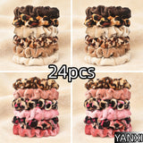 24/50/6pcs Scrunchies Women Velvet accessoires for boutique Cute Leopard High Quality Elastic Headwear Ponytail Hair Tie