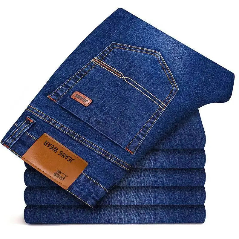 Men Fashion Straight Jeans Men 2026 New Stretch Slim Fit Pants Comfortable Soft Business Denim Trousers Male Brand Clothing