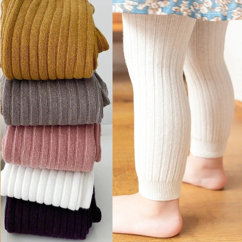 Autumn Baby Boys Girls Pants Newborn Kids Leggings Tights Solid Cotton Stretch Kids Children Knitting Trousers For 0-6 Years