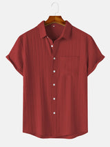 Men's  Comfortable Shirt Summer Beach Men's Shirt   Men's Short Sleeve Shirts  Solid Color Casual Short Sleeve Shirt