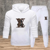 New Men's Printed Hooded Sweatshirt Set Soft Fabric Casual Streetwear Fitness Jogging Sportswear 2-Piece Outfit Comfortable