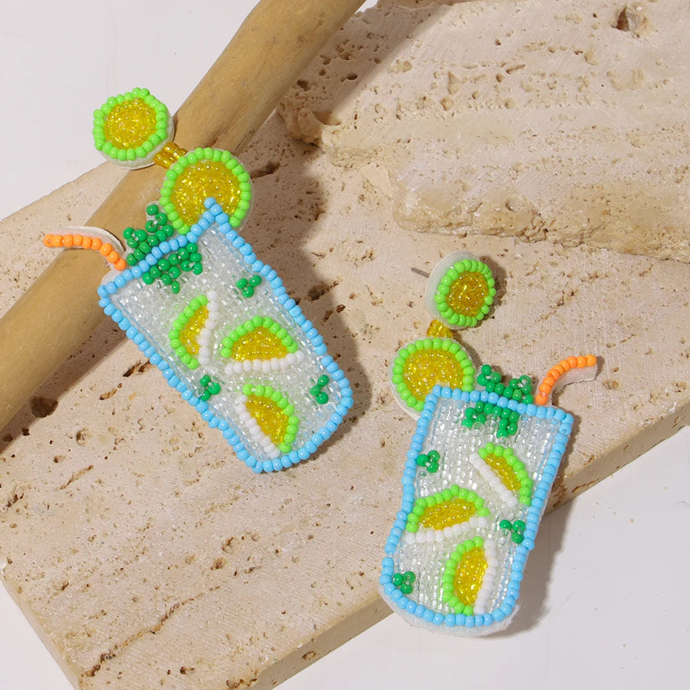 AENSOA Bohemian Starfish Lobster Conch Seed Bead Drop Earrings for Women Handmade Ocean Animal Earrings Summer Beach Jewelry