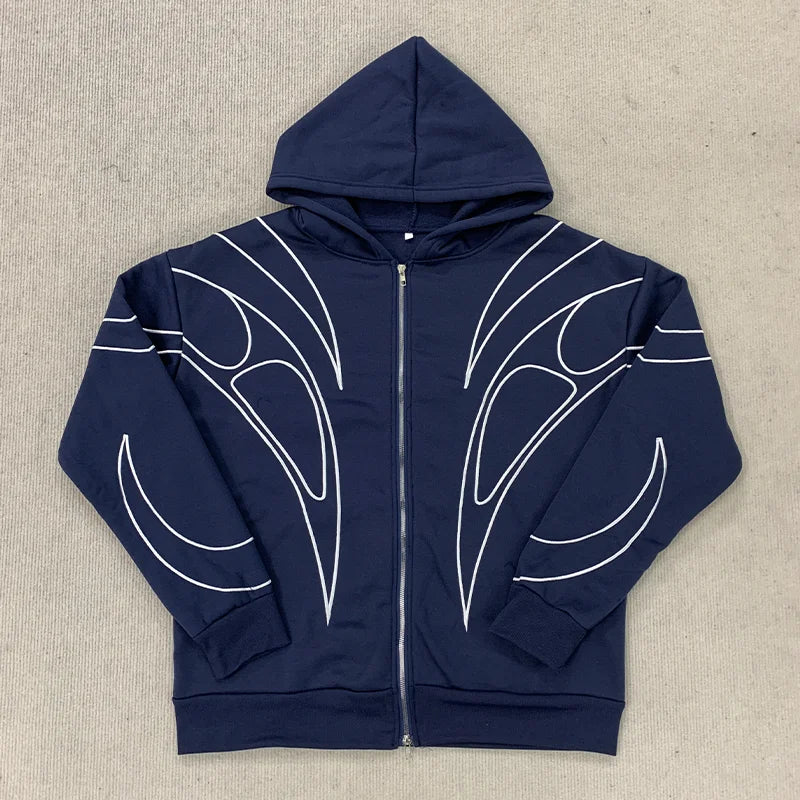 Women Graphic Zip Up Hoodie Oversized Hooded Sweatshirt Line Print Long Sleeve Casual Streetwear Autumn Jacket 2026 Hot New Plus