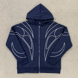 Women Graphic Zip Up Hoodie Oversized Hooded Sweatshirt Line Print Long Sleeve Casual Streetwear Autumn Jacket 2026 Hot New Plus