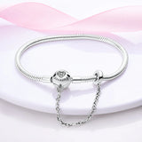 Bracelet Original 925 Sterling Silver Charm Bracelet 17-20CM Love Heart Pave Zirconia Bracelet for Women DIY Charm Jewelry Gifts