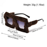 Y2K Oversized Plush Sunglasses Style Soft Fluffy Winter Shades Party Christmas Halloween Cosplay Novelty Glasses for Women