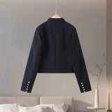 Vintage Napoleon Short Jacket for Women Stand Collar Full Sleeve Single-Breasted Slim Coat 2026 Spring Lady New Streetwear