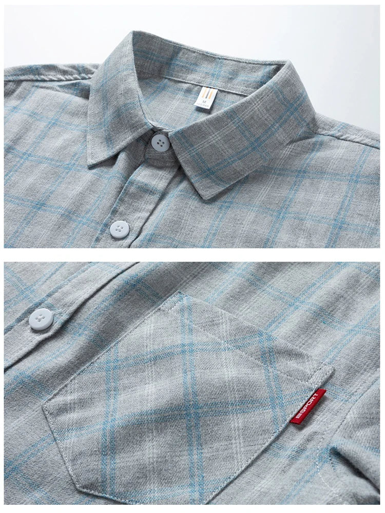 Men's Casual Plaid Shirts Autumn Fashion Long-sleeved T-shirts Korean Loose High Street Shirt Outwear Young Adults Spring Top