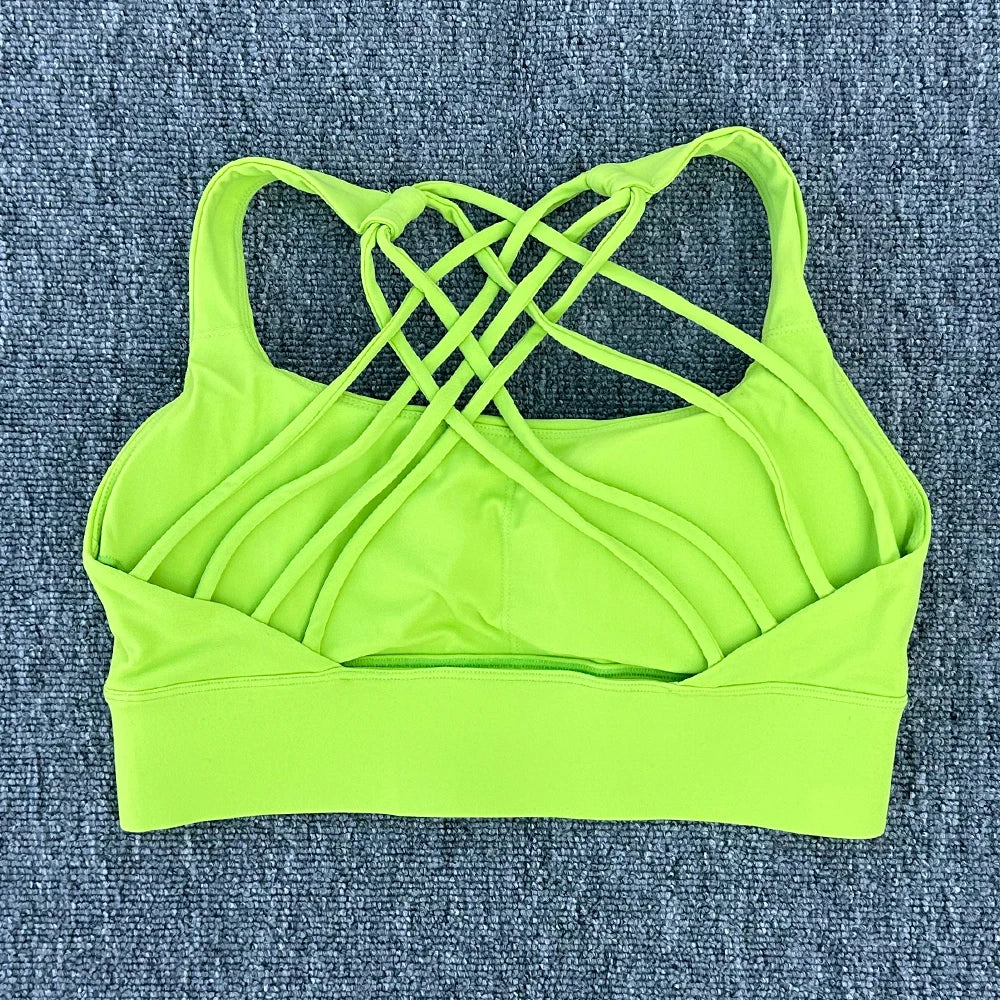 New Fitness Sports Bra for Women Push Up Cross Back Shockproof Running Gym Training Workout Yoga Underwear Crop Tops