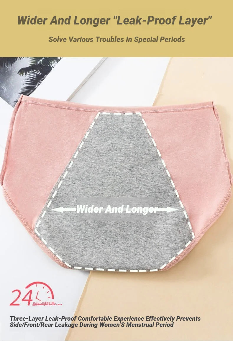 4Pcs Women'S Menstrual Panties High Waist Cotton Briefs Lingerie Physiological Pants Leak Proof Underwear Ladies Period Panty