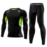 2Pcs Men Compression Sportswear Set Elastic Quick Fit Workout Jogging Training Yoga Fitness Tracksuit for Sports Exercise