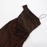 Mozision One Shoulder Lace See Through Sexy Maxi Dress Women Gown Fashion Off-shoulder Sleeveless Backless Club Long Dresses