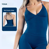 Women Seamless Cross Sports Vest Gym Yoga Tops with Padded  Sexy Backless Workout Fitness Camisole Running Sports Tops Summer