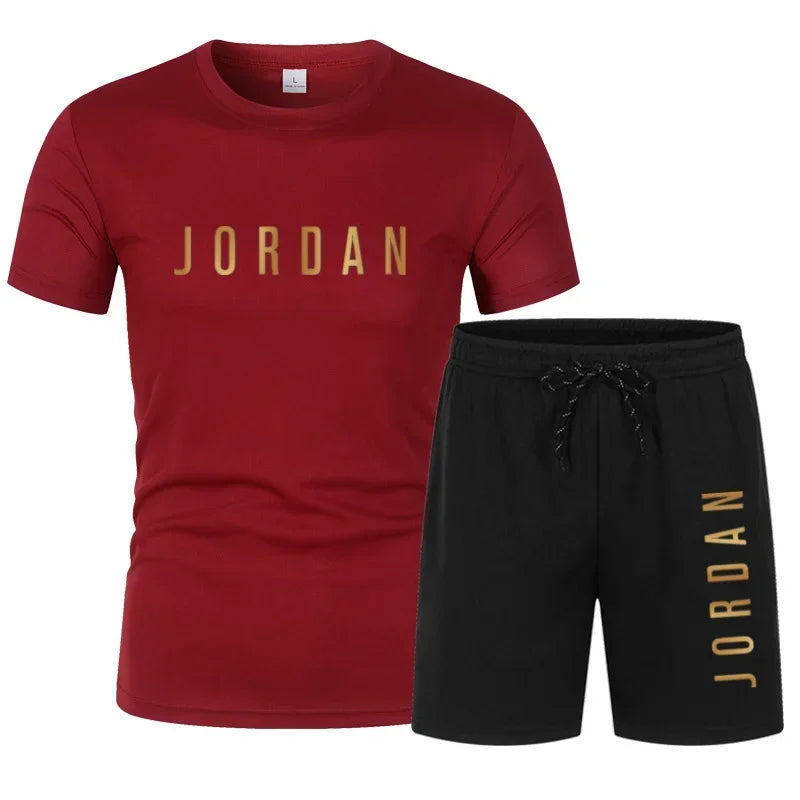 Summer Fashion Trendy Casual Sports Two Piece Set Youth Men's Short sleeved T-shirt+Shorts Set