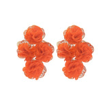 Chiffon flower multi-layer earrings, summer beach vacation style exaggerated earrings design, light luxury, niche