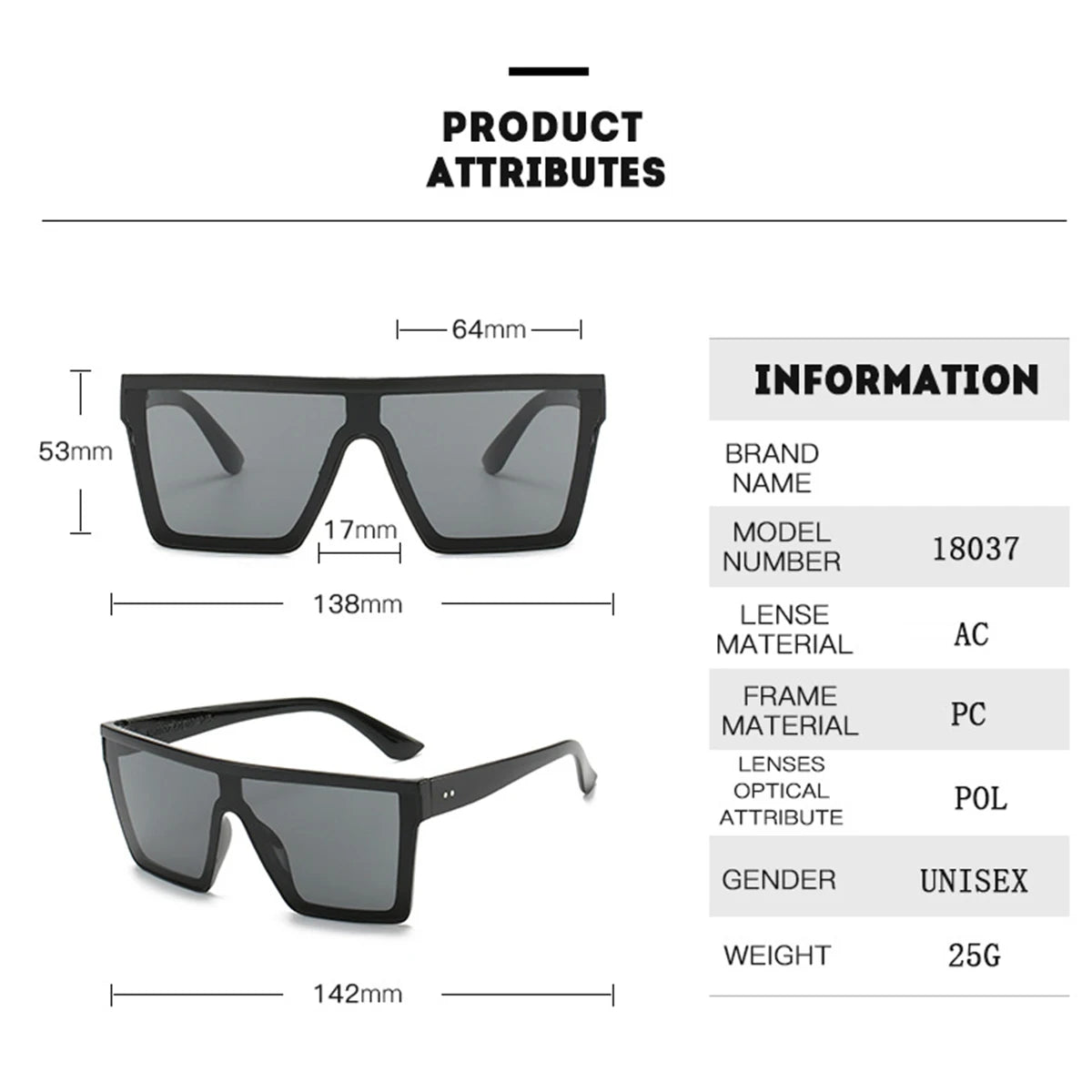 Fashionable Oversized Connected Fashion Glasses Women Unisex Sun Protection Sun Glasses, Outdoor Glasses