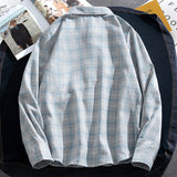 Men's Casual Plaid Shirts Autumn Fashion Long-sleeved T-shirts Korean Loose High Street Shirt Outwear Young Adults Spring Top