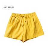ITOOLIN Casual Linen Shorts Women Gym Workout Shorts Short Pants High Waisted Black Ladies Short Femme Women Shorts Sport Femme