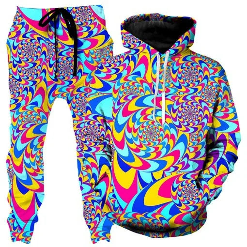 Colorful Abstract Mandala 3D Print Hoodies Pants Set Men's Sweatshirts Sweatpants Two Piece Suits Outdoor Tracksuit Man Clothing