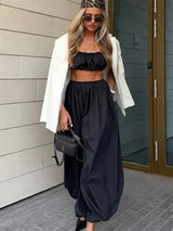 Bornladies Autumn Womens 100% Cotton Loose Lantern Style Wide Leg Pants Street Style Casual Lazy Pants Fashion Trousers