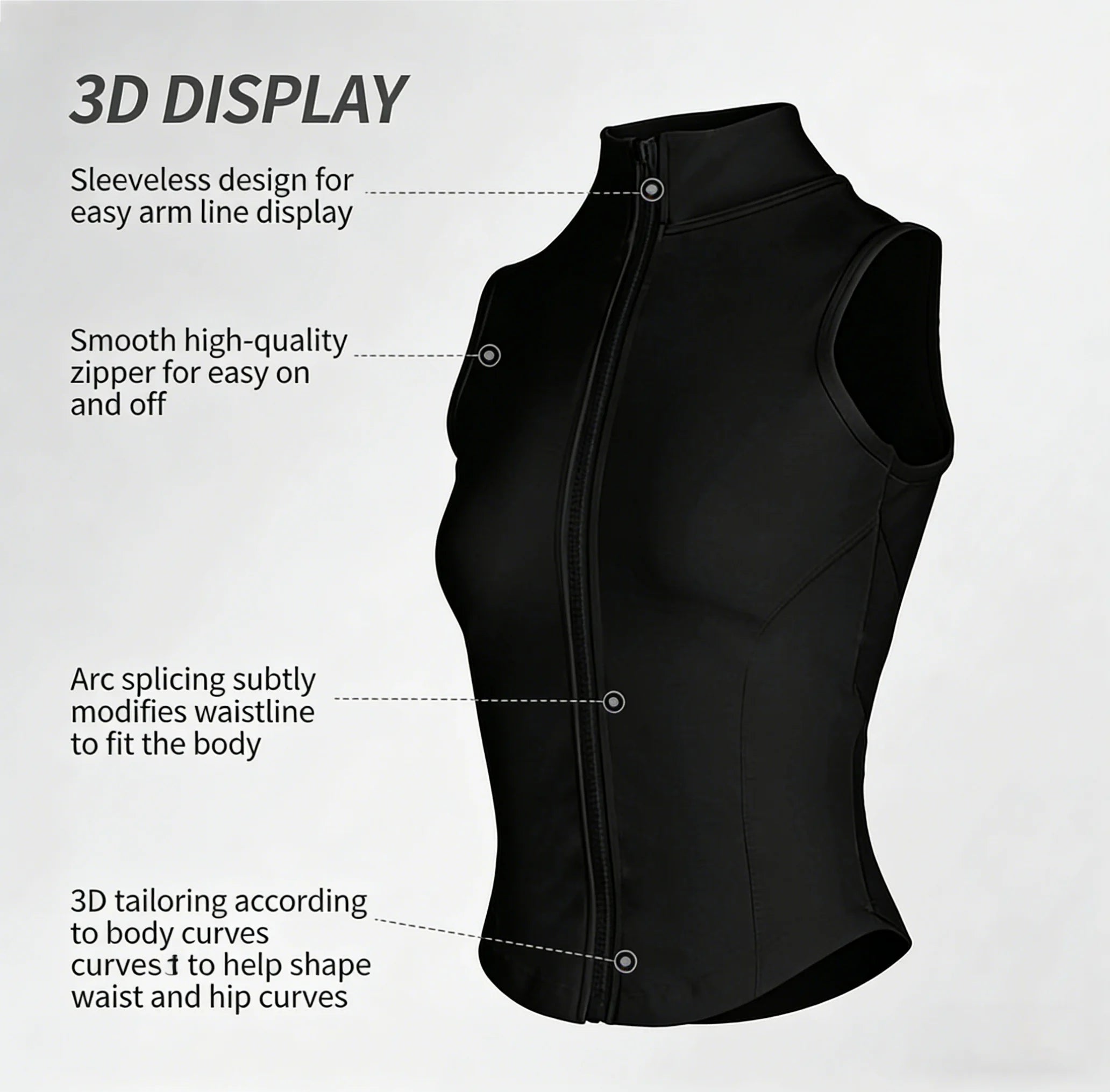 Zip Up Training Vest, Sleeveless Quick Dry Top for Gym, Running & Yoga, Casual Outer Wear
