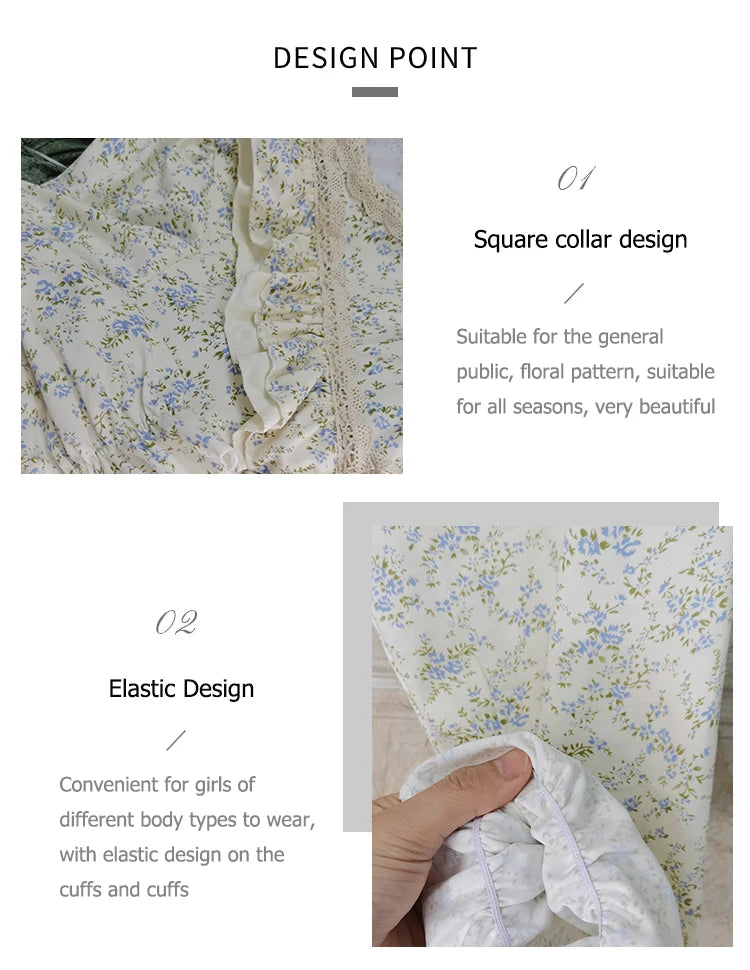 Four Seasons Can Wear Korean Style Floral Women's Pajamas Tops and Pants Summer Student Sleepwear Homewear Girl Sweet Nightwear