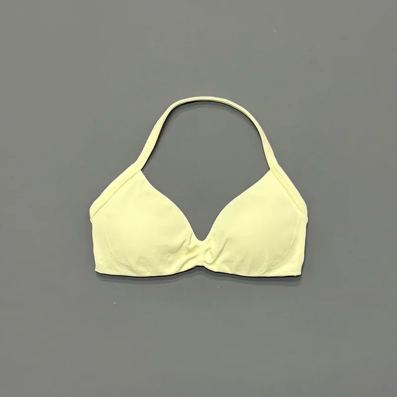 HISTELLO Impact Strappy Bra Women Seamless Gym Underwear High Support Halter Sexy Sports Clothing Push-up Yoga Workout Tank Top