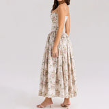 Suninheart Summer Clothes for Women Midi Elegant Dress 2025 New Arrivals White Floral Print Holiday Dress