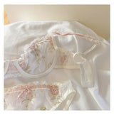 MOYISU New Arrival Luxury Pure Desire Lace Tulle Sexy Panties Lingerie Set Lilacs Embroidery Girl Boobs Big Size Big Boobs Small