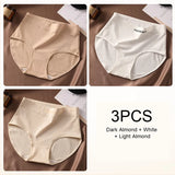 3PCS Woman High Waist Briefs Breathable Underwear Women Large Size Lingerie Pure Cotton Sexy Underware Triangular Panties Female