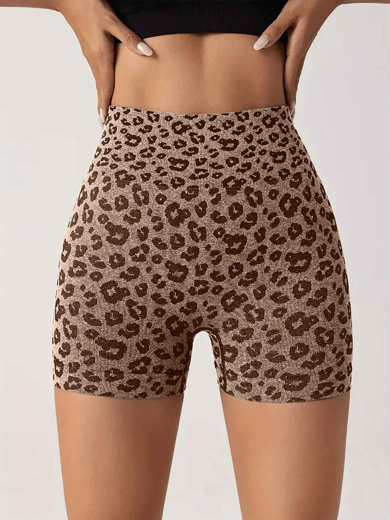 Sport Leopard Scrunch Butt Tummy Control Sports Biker Shorts Stretchy Shorts Women Boxer Shorts Summer