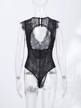 Women Lace Trim Bodysuit Sexy Woman Clotehs Sleeveless Deep V Neck Sheer Mesh Elegant Casual Party Top Spring Vacation Outfit