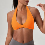 YOGA Naked Feeling Strappy Padded Sports Bras for Women - Fitness Workout Top Criss Cross Back Yoga sports Bras No steel ring