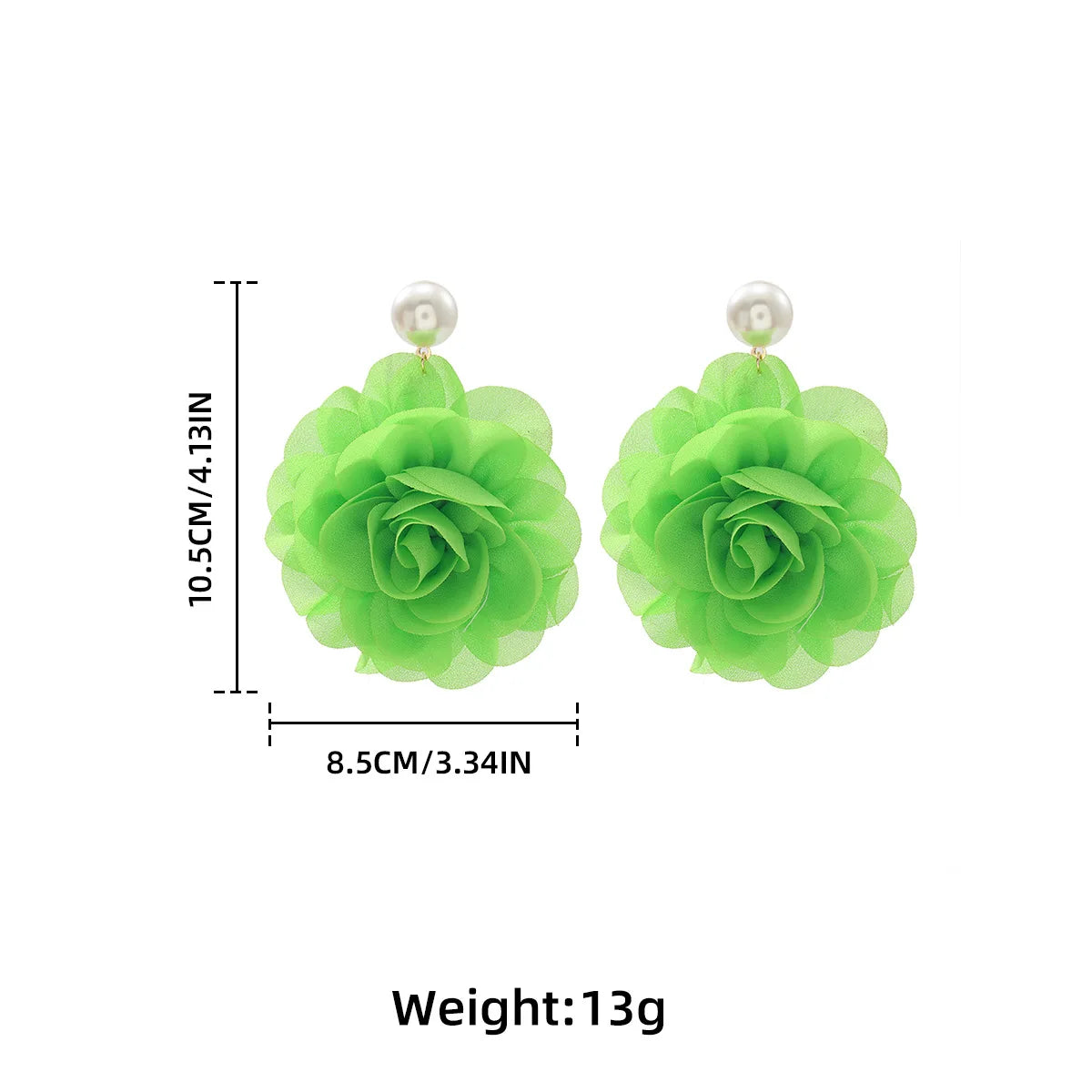 Chiffon flower multi-layer earrings, summer beach vacation style exaggerated earrings design, light luxury, niche